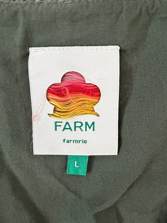 Farm Rio V-Neck Peasant Top in Olive and Dusty Rose - Picture 2 of 11